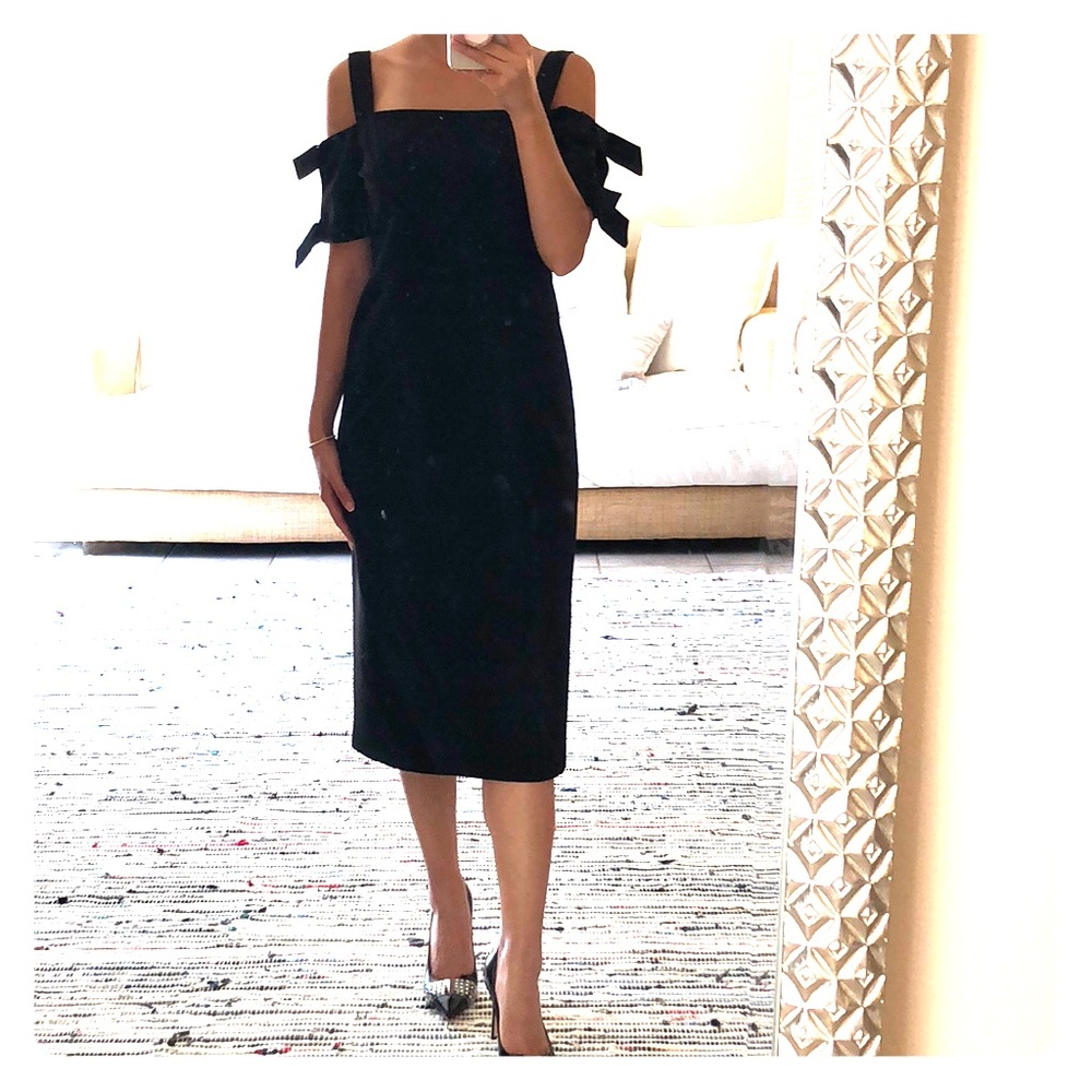 MAGGY LONDON black sheath midi dress sz US2